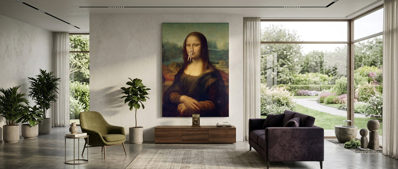 DOTCOMCANVAS Mona Lisa 2 for Toilett Leinwandbild Banner