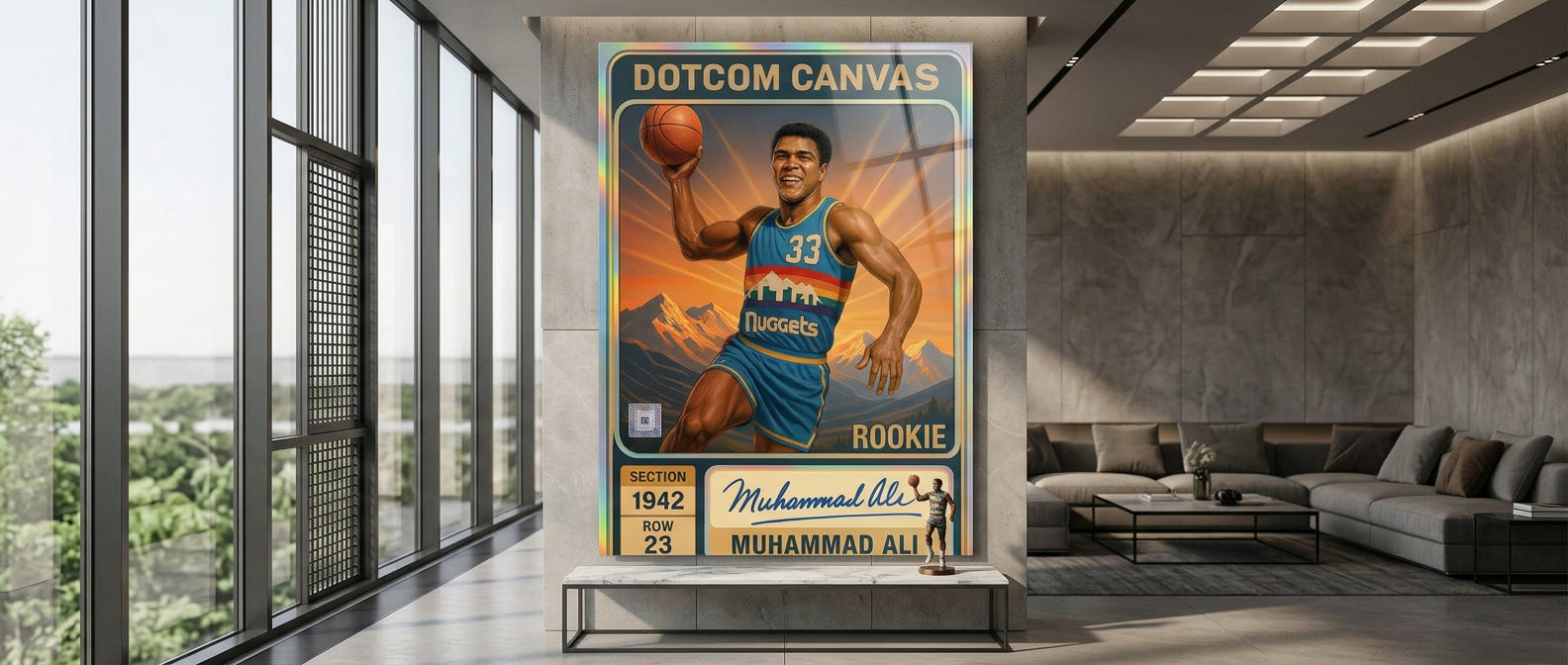 DOTCOMCANVAS Pablo Escobar Basketball Card Acrylglasbild Pop Art Website Banner