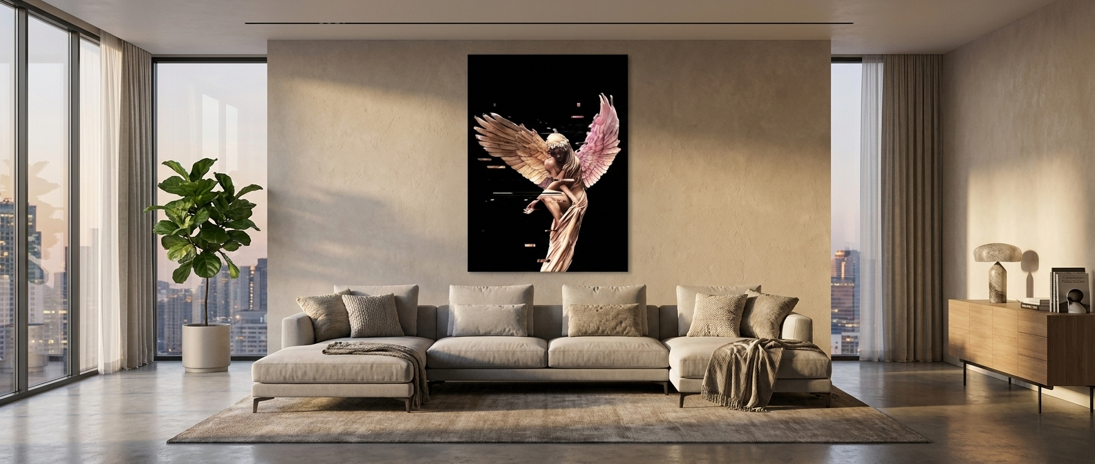 DOTCOMCANVAS Angel Glitch Leinwandbild Banner