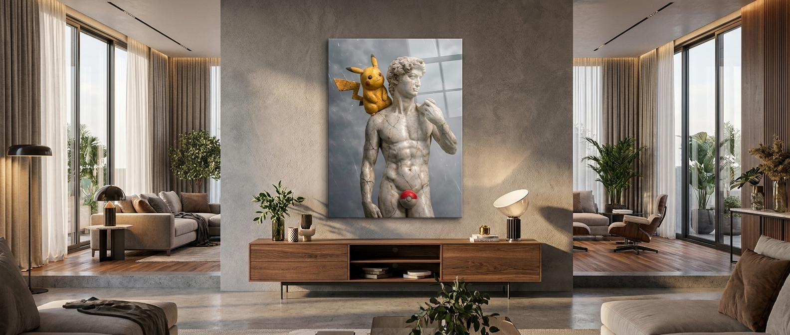 DOTCOMCANVAS Electro Mouse David Sculpture Acrylglas Banner