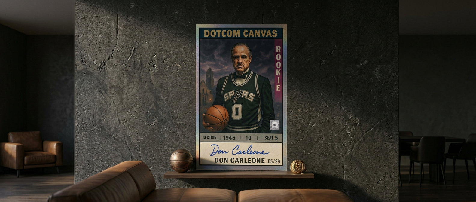 DOTCOMCANVAS Poster Don Carleone Basketball Card Pop Art Website Banner