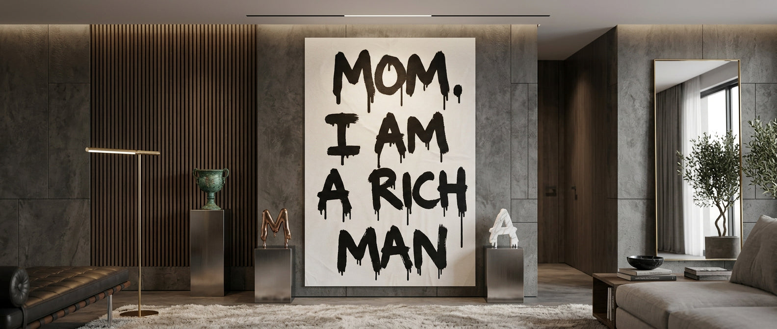 DOTCOMCANVAS Mom, I am a Rich, Man. Poster Banner