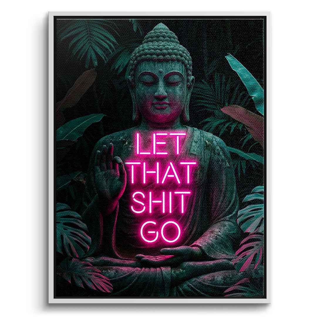 DOTCOMCANVAS® Buddah for Toilett Leinwandbild – Frontansicht mit weißem Rahmen