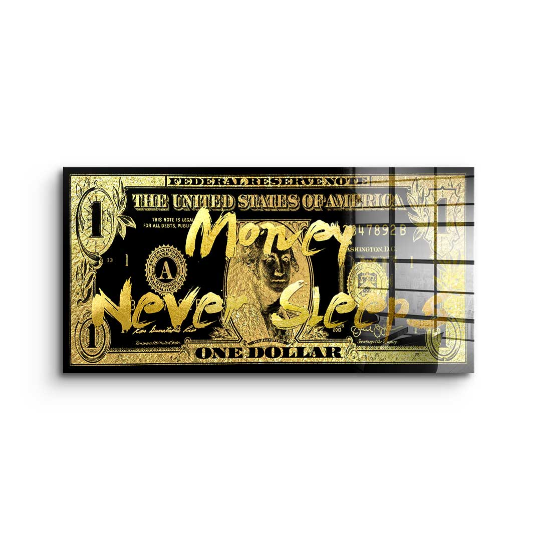 DOTCOMCANVAS 24K Feingold Bild MONEY NEVER SLEEPS - 24K Feingold