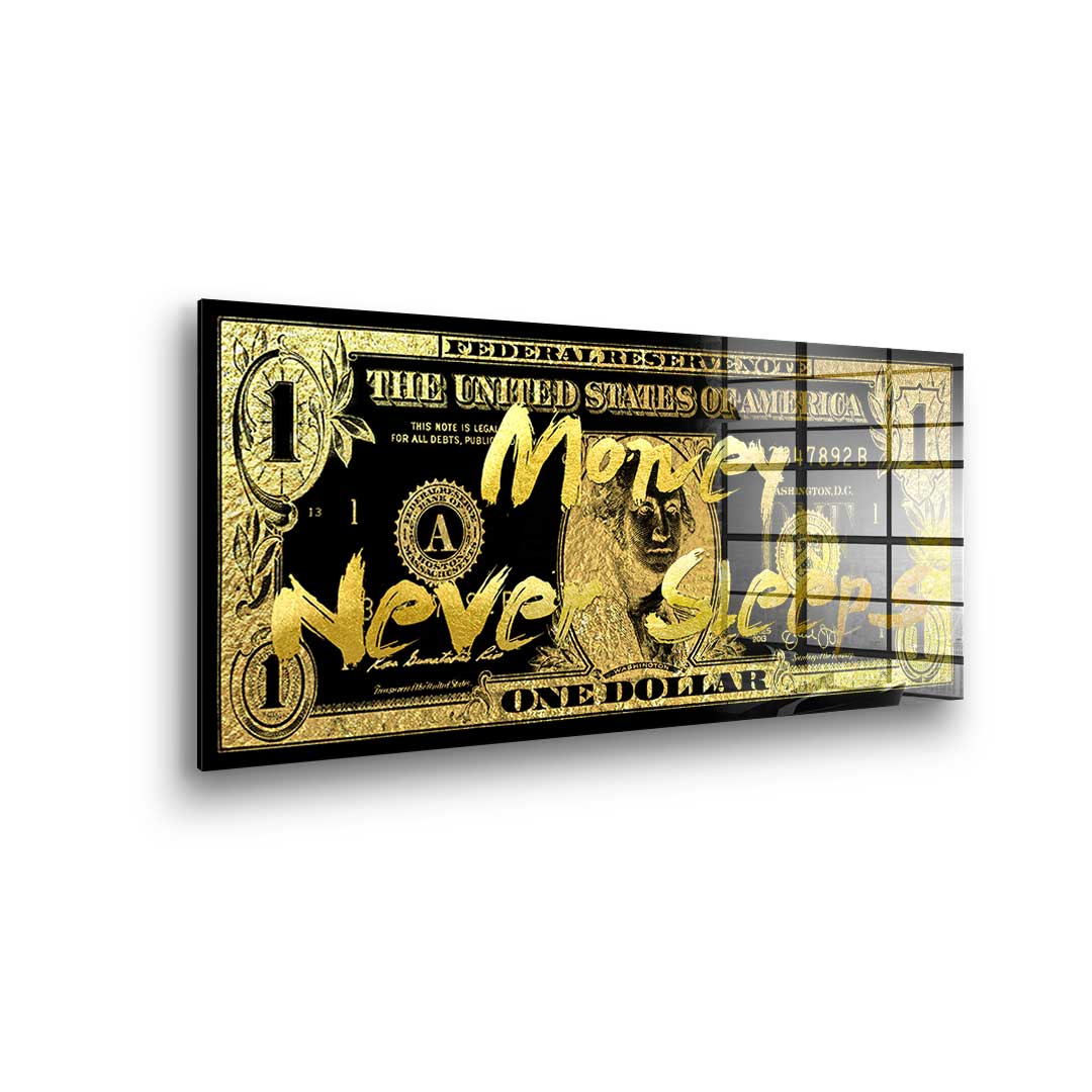 DOTCOMCANVAS 24K Feingold Bild MONEY NEVER SLEEPS - 24K Feingold