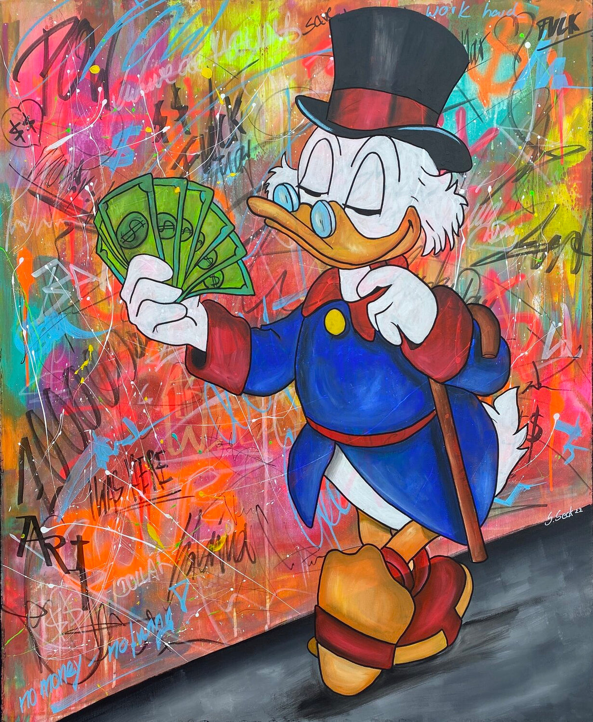 Dollar Fan – Original-Gemälde von Sabrina Seck