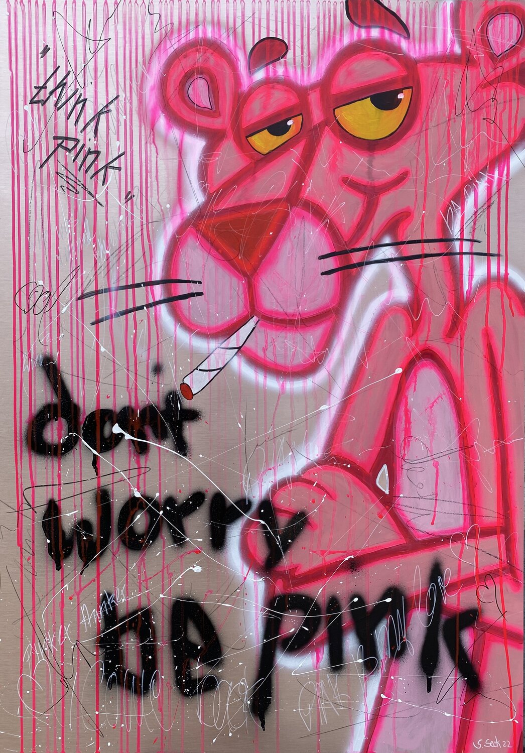 Dont Worry Be Pink – Original-Gemälde von Sabrina Seck
