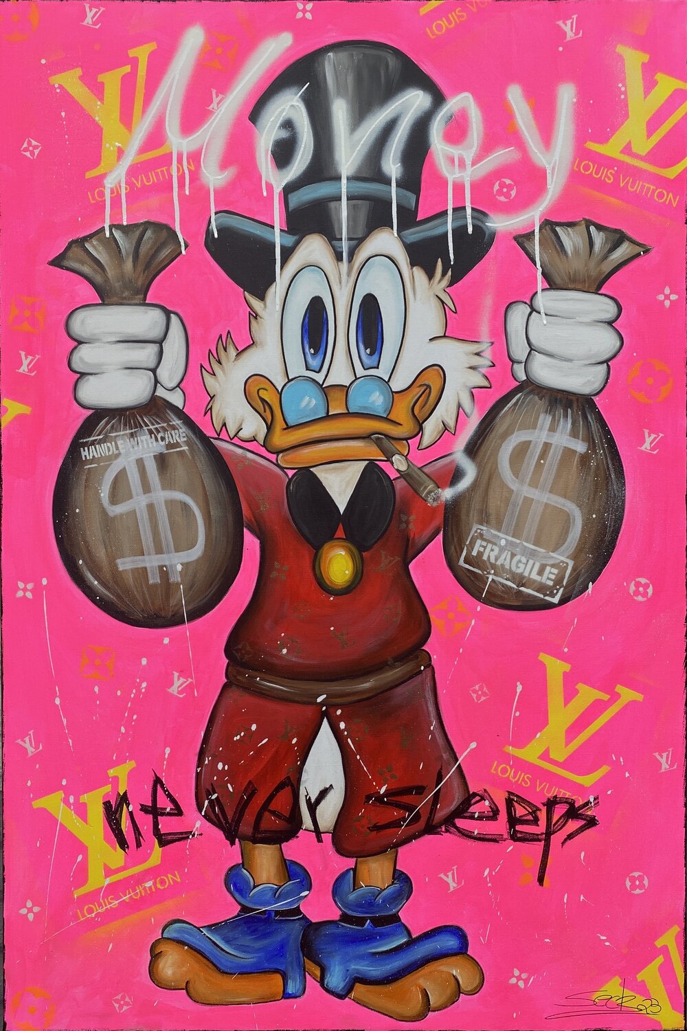 Pink Money never sleeps – Original-Gemälde von Sabrina Seck