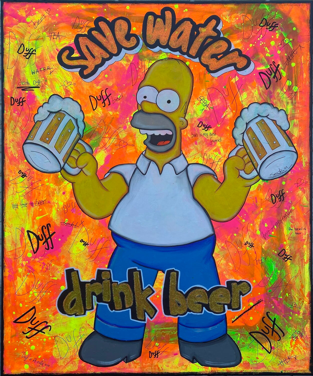 Save Water Drink Beer – Original-Gemälde von Sabrina Seck