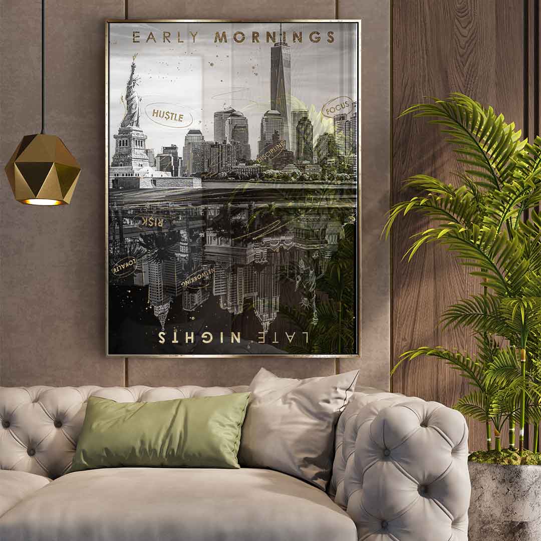 DOTCOMCANVAS 24K Feingold Bild Early Morning vs Late Night - 24K Feingold