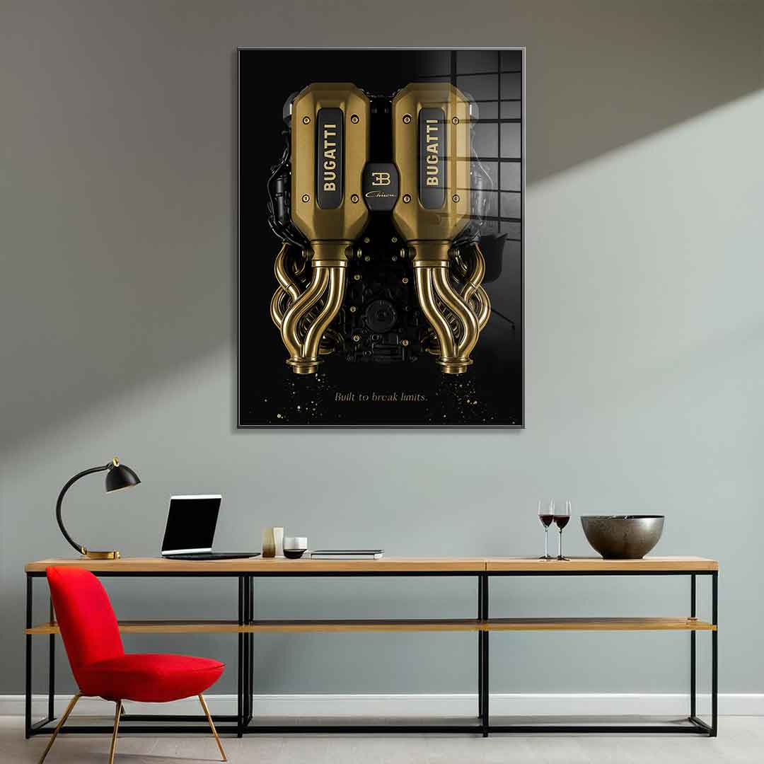 DOTCOMCANVAS 24K Feingold Bild Bugatti Engine - 24K Feingold