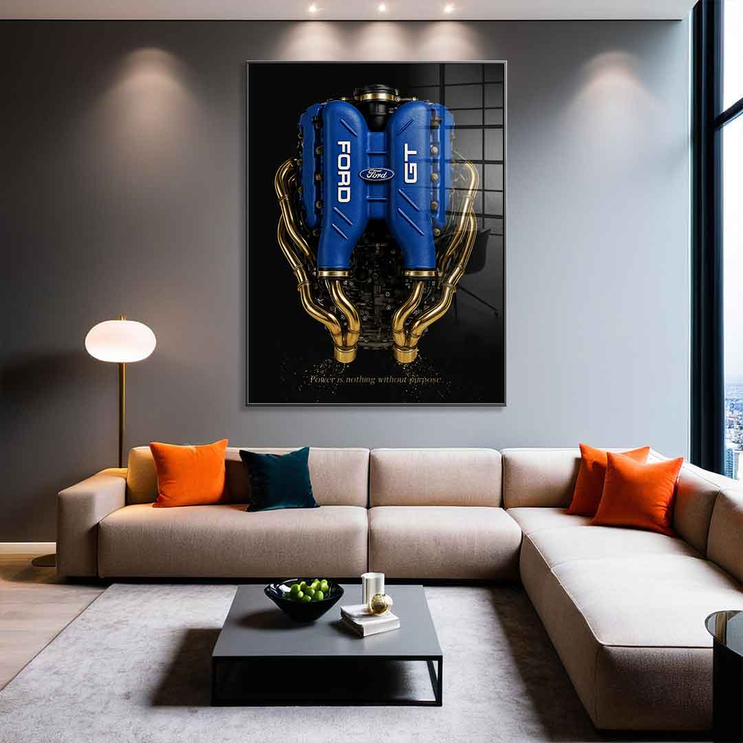 DOTCOMCANVAS 24K Feingold Bild Ford GT Engine - 24K Feingold