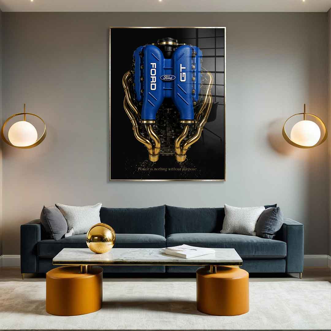 DOTCOMCANVAS 24K Feingold Bild Ford GT Engine - 24K Feingold