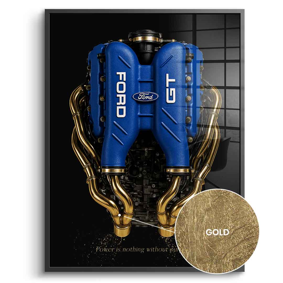 DOTCOMCANVAS 24K Feingold Bild Ford GT Engine - 24K Feingold