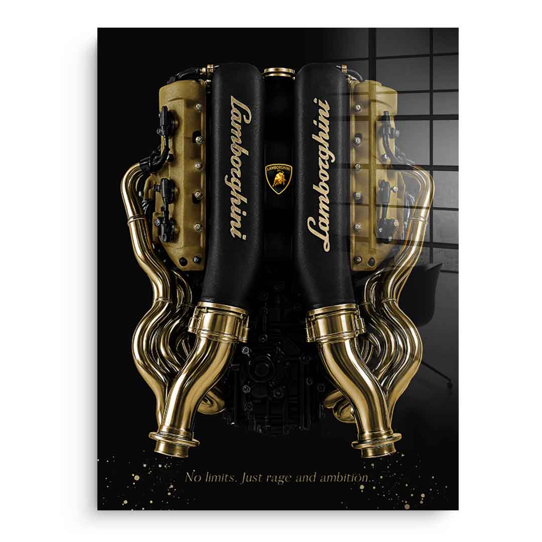 DOTCOMCANVAS 24K Feingold Bild Lamborghini Engine - 24K Feingold