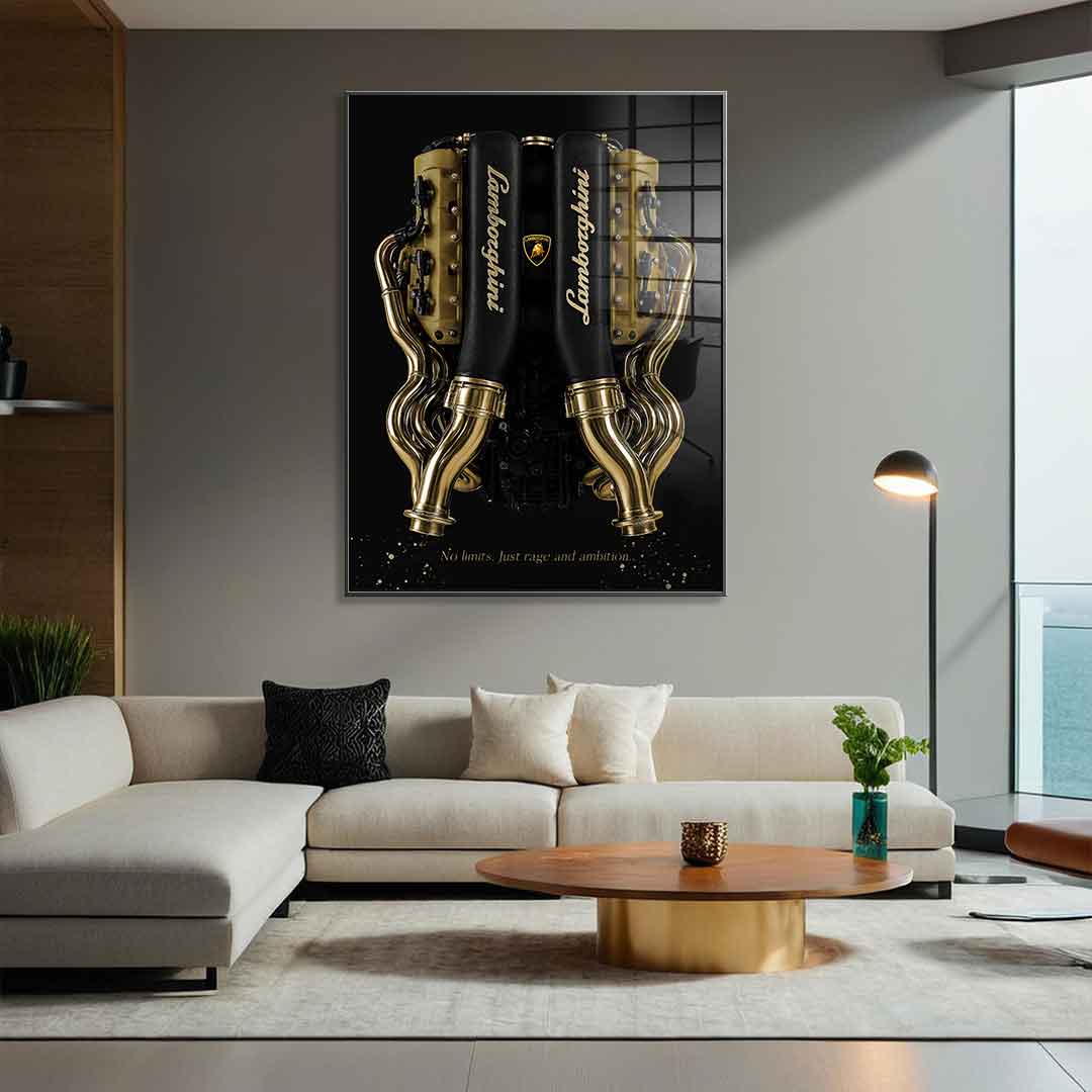 DOTCOMCANVAS 24K Feingold Bild Lamborghini Engine - 24K Feingold