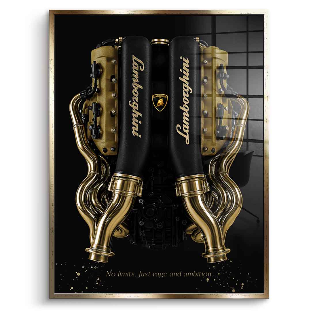 DOTCOMCANVAS 24K Feingold Bild Lamborghini Engine - 24K Feingold