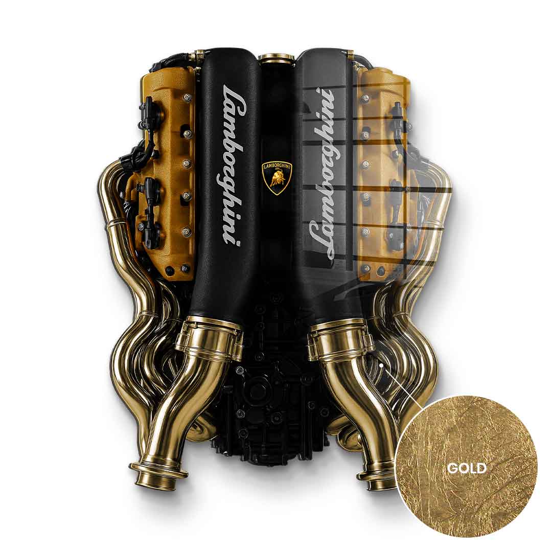 DOTCOMCANVAS 24K Feingold Bild Wandskulptur Lamborghini Engine - 24K Feingold