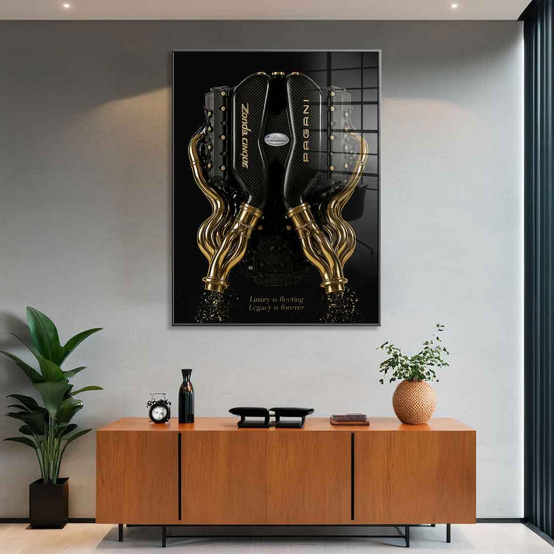 DOTCOMCANVAS 24K Feingold Bild Pagani Engine - 24K Feingold