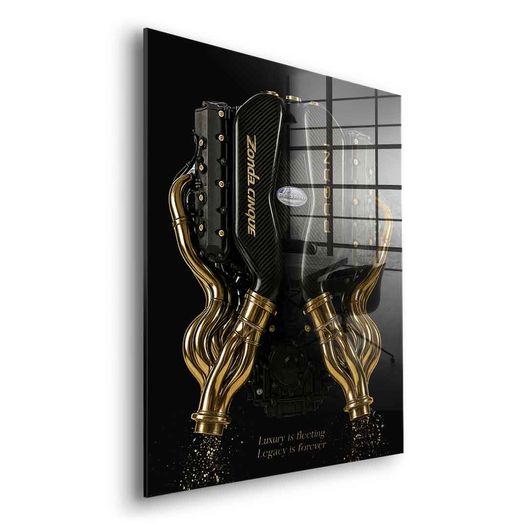 DOTCOMCANVAS 24K Feingold Bild Pagani Engine - 24K Feingold