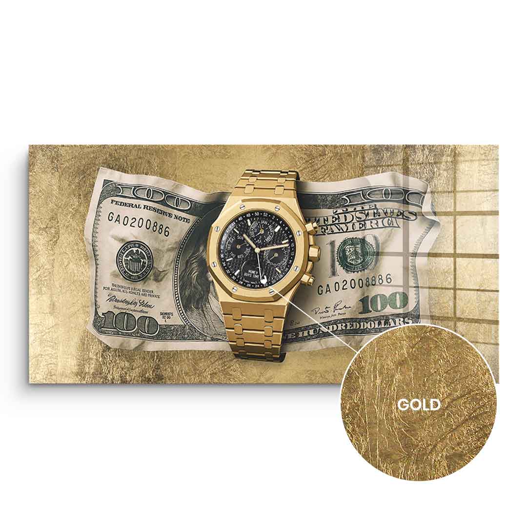 DOTCOMCANVAS 24K Feingold Bild Money Buys Time - 24K Feingold