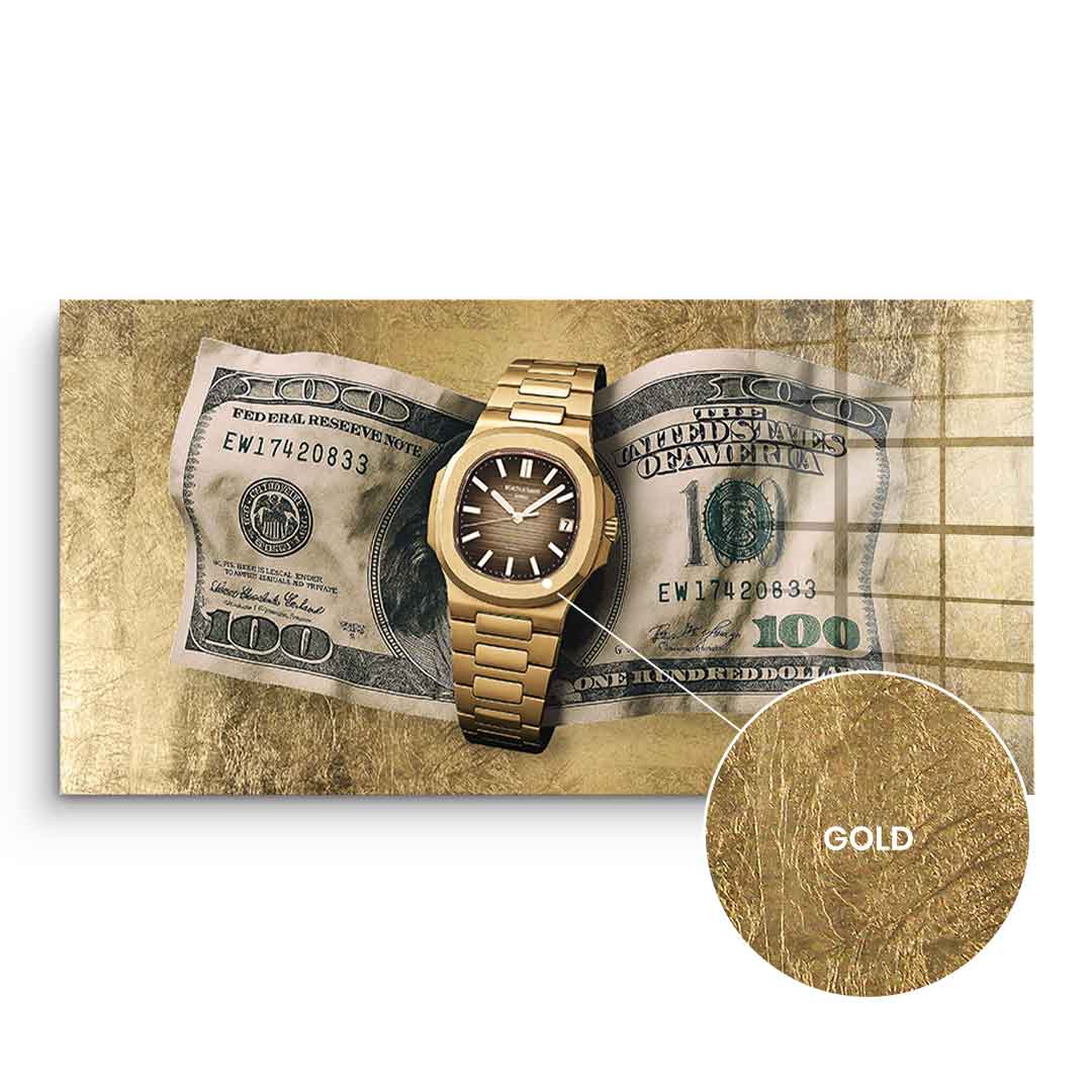 DOTCOMCANVAS 24K Feingold Bild Wealth is Timing - 24K Feingold