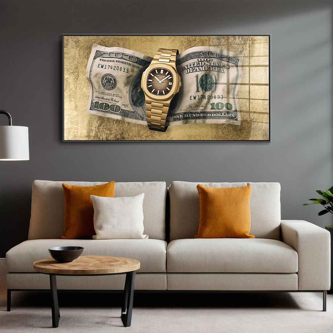 DOTCOMCANVAS 24K Feingold Bild Wealth is Timing - 24K Feingold