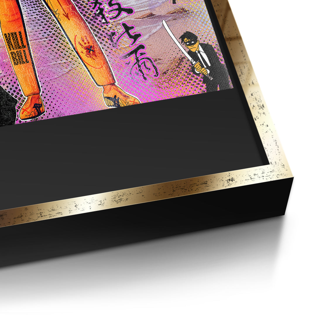 DOTCOMCANVAS Yellow Vengeance Leinwandbild Detailansicht mit goldenem Rahmen