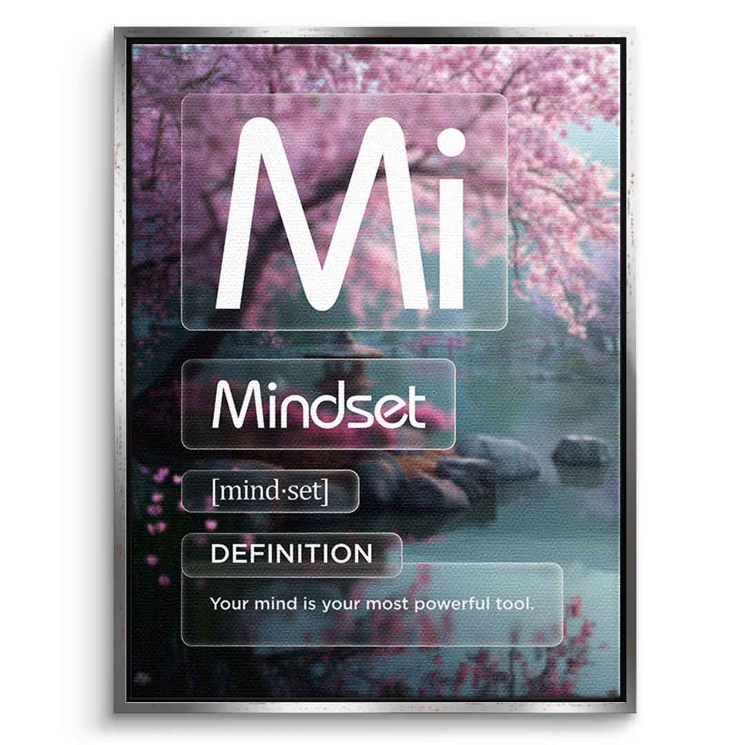 Leinwandbild Mindset (Mi) – Vorderansicht silberner Rahmen