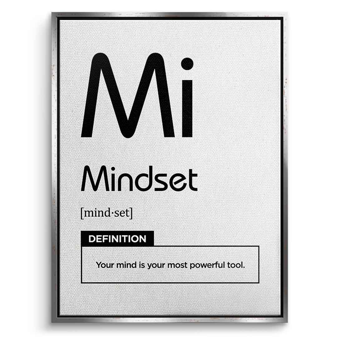 Leinwandbild Mindset (Mi) – Vorderansicht silberner Rahmen