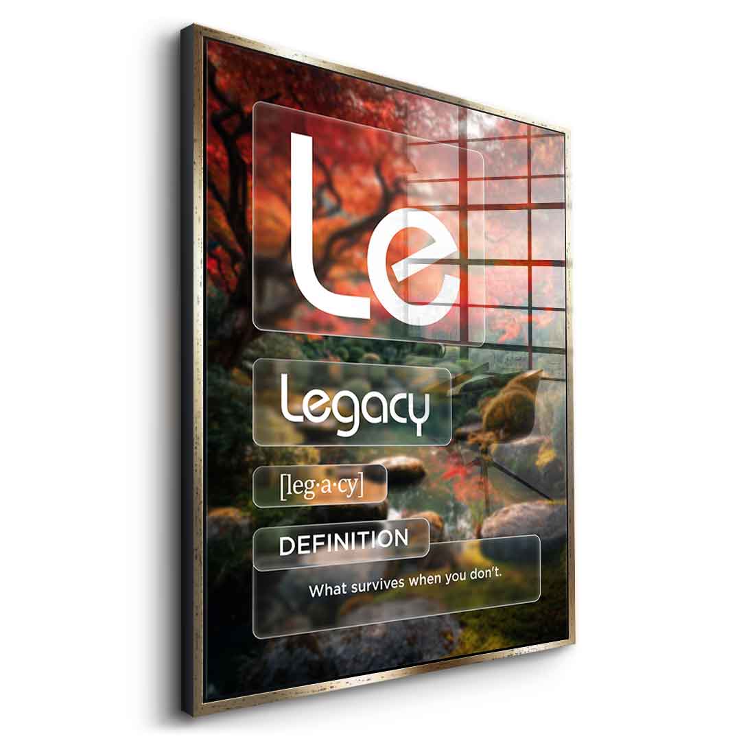 DOTCOMCANVAS® Legacy (Le) Acrylglasbild Version Farbig – Seitenansicht Schwarz