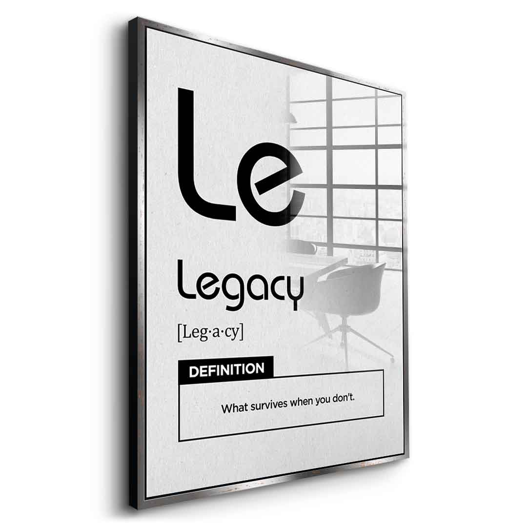 DOTCOMCANVAS® Legacy (Le) Acrylglasbild Version Weiß – Vorderansicht Ohne Rahmen