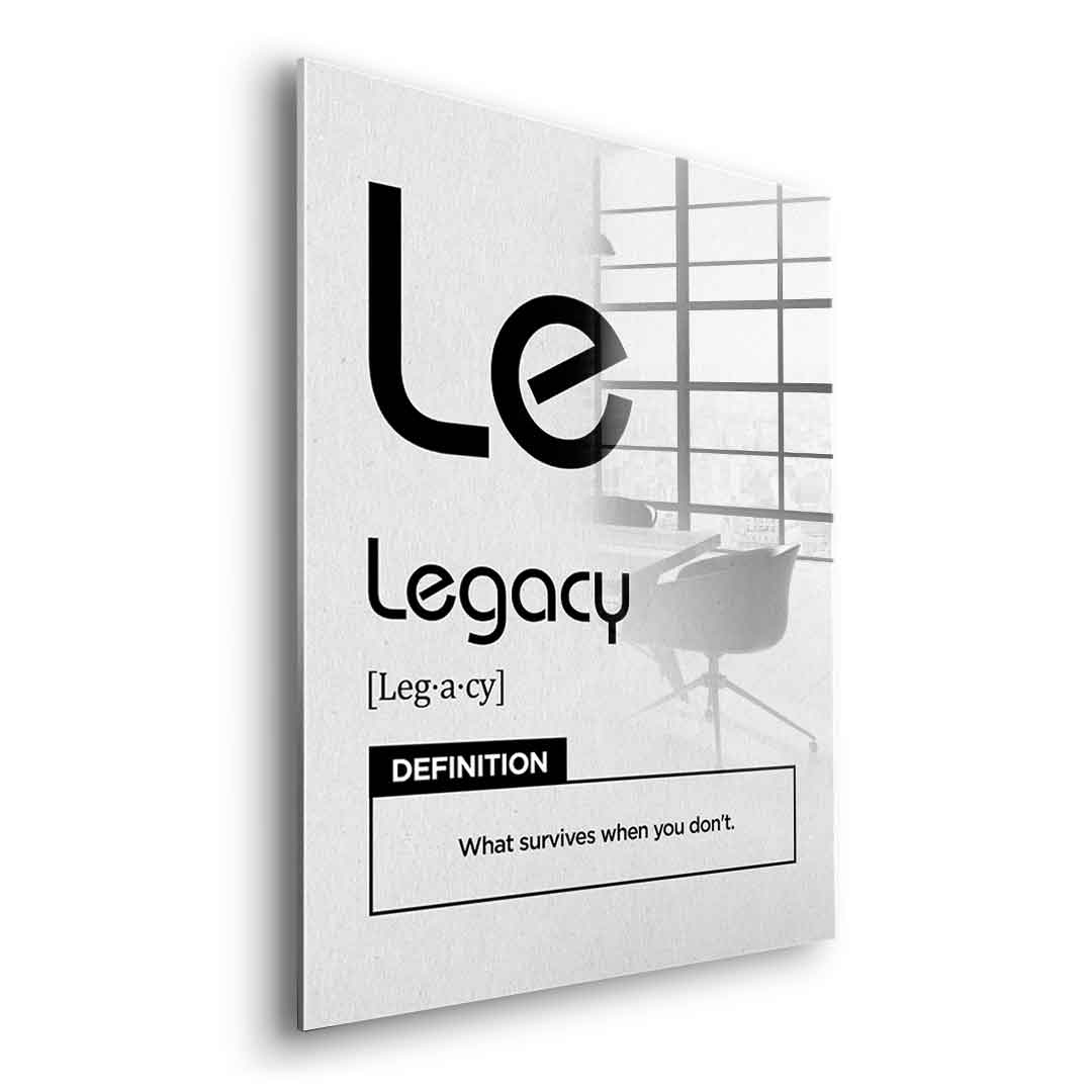DOTCOMCANVAS® Legacy (Le) Acrylglasbild Version Weiß – Seitenansicht Silber
