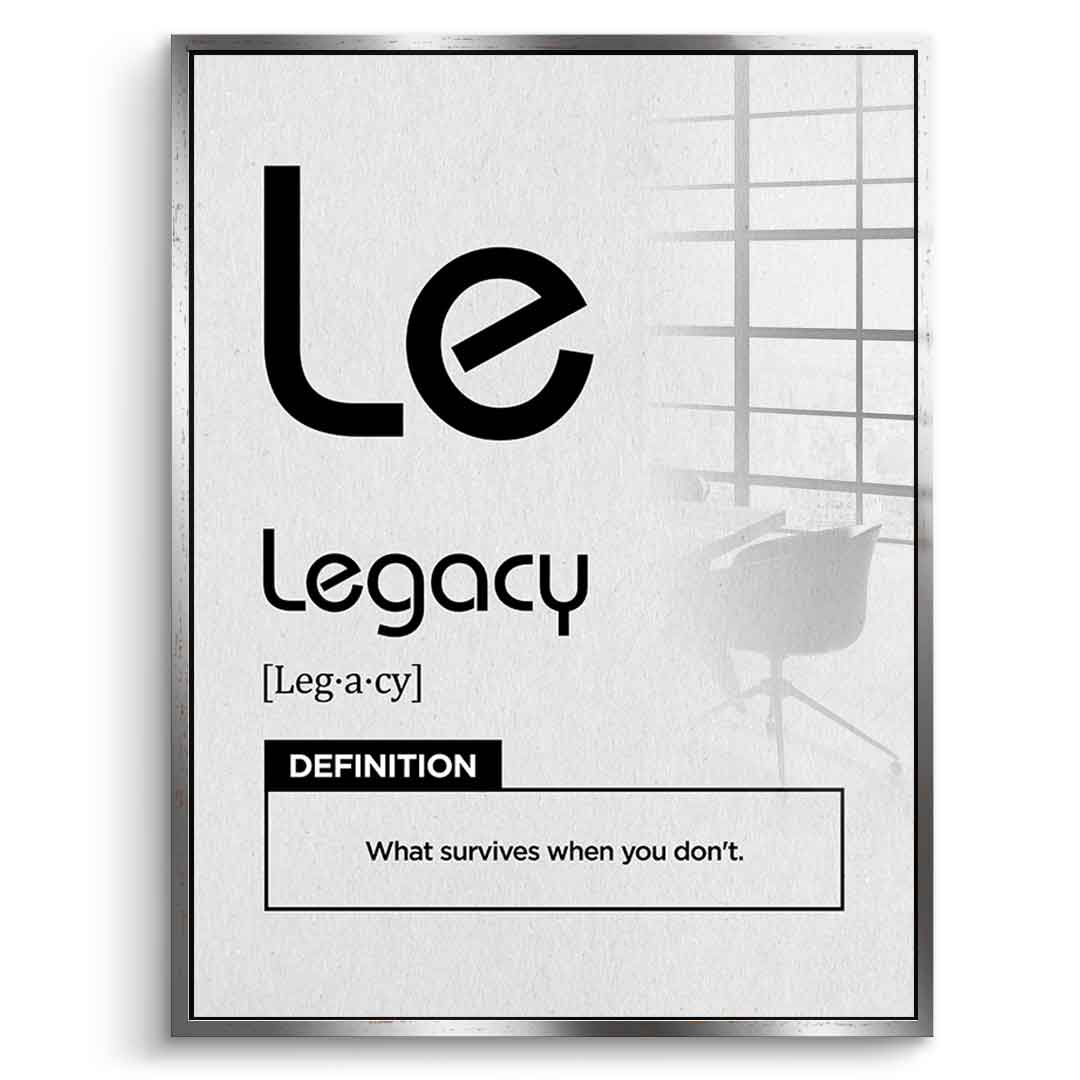 DOTCOMCANVAS® Legacy (Le) Acrylglasbild Version Weiß – Vorderansicht Weißer Rahmen