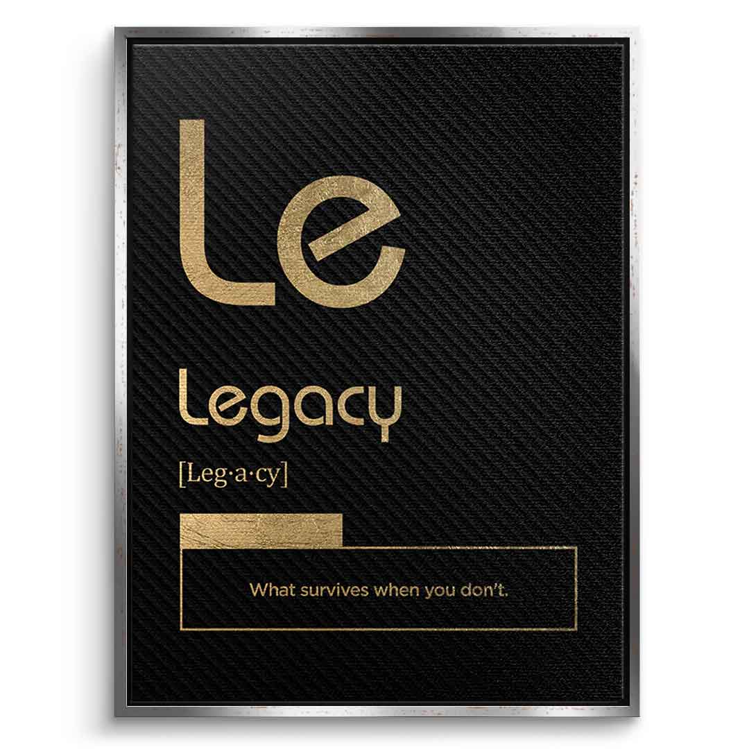 DOTCOMCANVAS® Legacy (Le) Leinwandbild Version Schwarz – Vorderansicht Schwarzer Rahmen