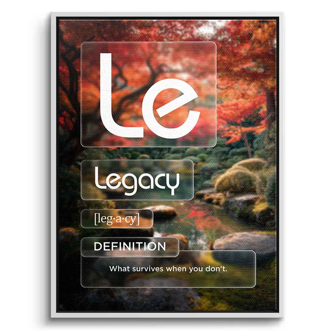 DOTCOMCANVAS® Legacy (Le) Leinwandbild Version Farbig – Vorderansicht Weißer Rahmen