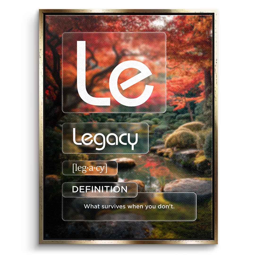 DOTCOMCANVAS® Legacy (Le) Leinwandbild Version Farbig – Vorderansicht Goldener Rahmen