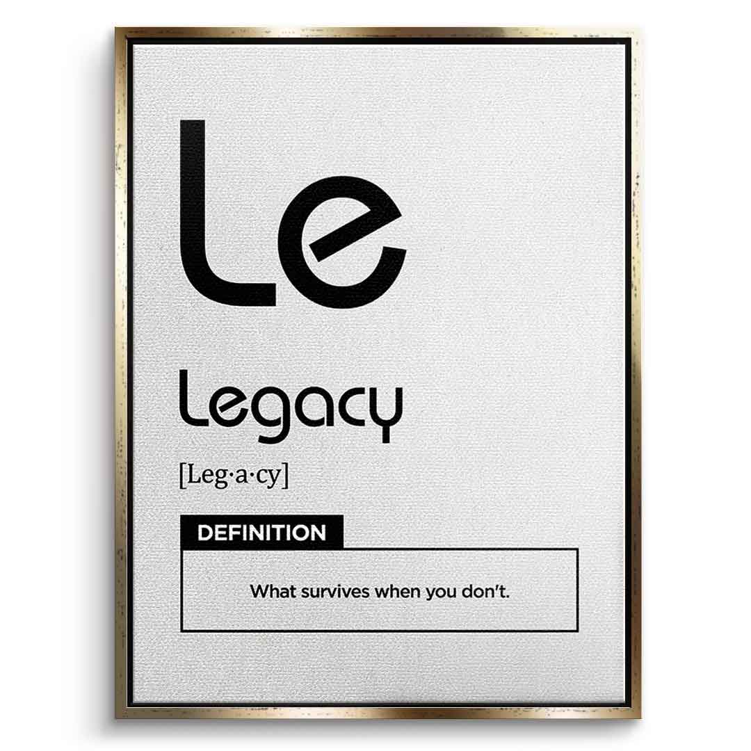 DOTCOMCANVAS® Legacy (Le) Leinwandbild Version Weiß – Vorderansicht Goldener Rahmen