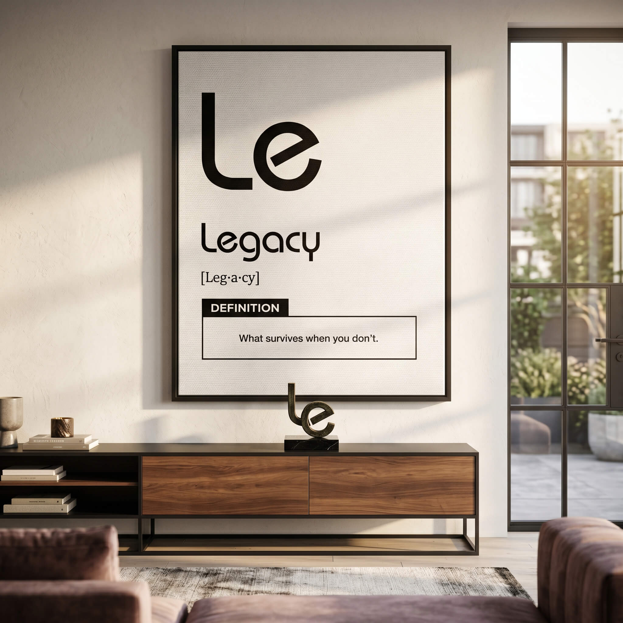 DOTCOMCANVAS® Legacy (Le) Leinwandbild Version Weiß – Raum-Mockup