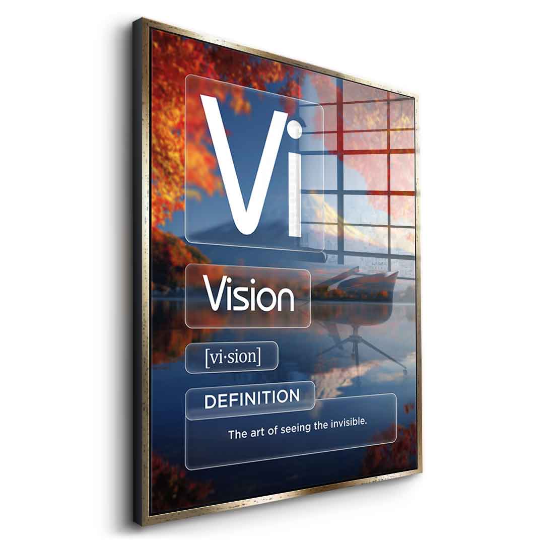 DOTCOMCANVAS® Vision (Vi) Acrylglasbild Version Farbig – Seitenansicht Schwarz