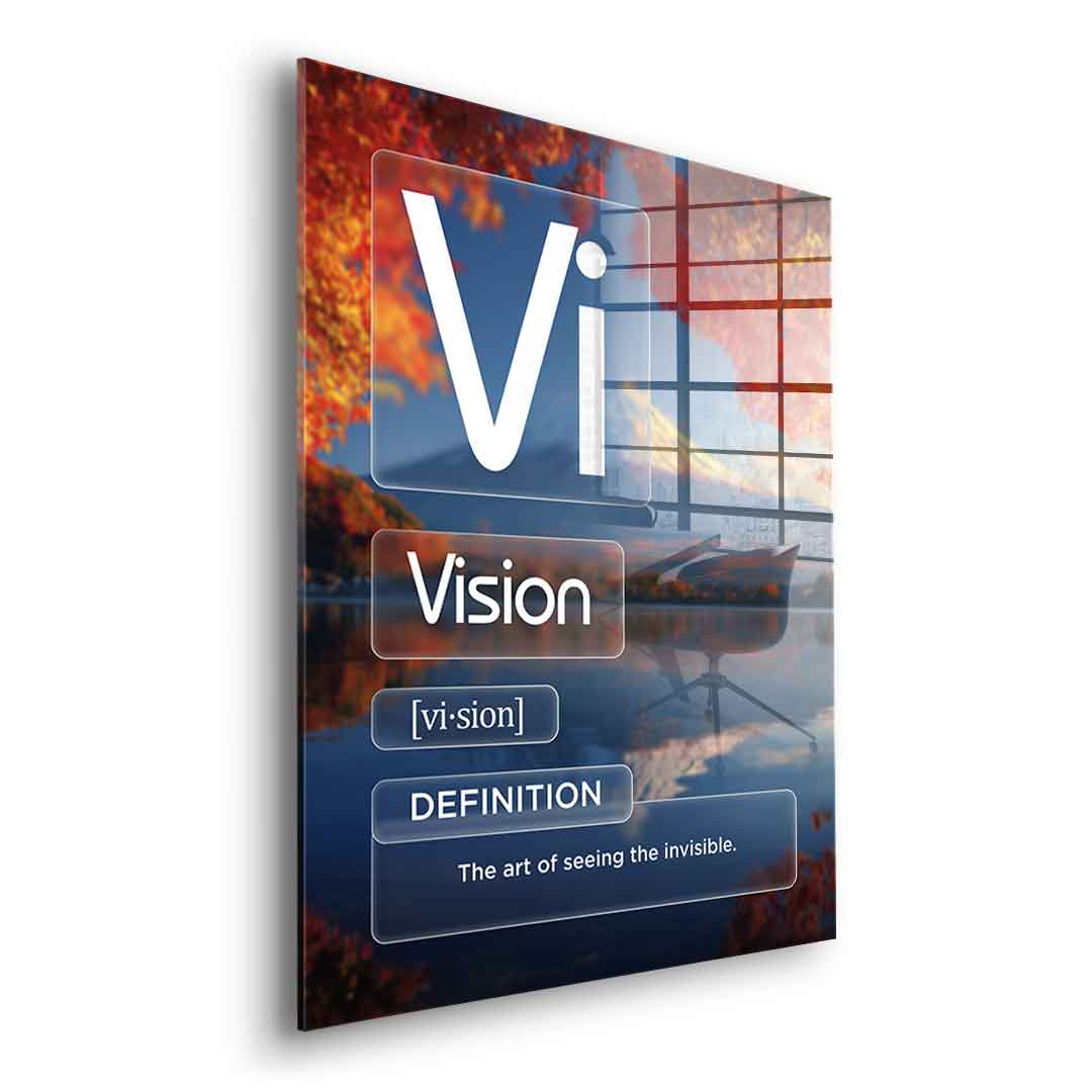 DOTCOMCANVAS® Vision (Vi) Acrylglasbild Version Farbig – Seitenansicht Silber