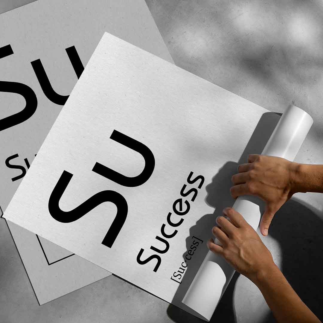 DOTCOMCANVAS® Success (Su) Poster Version Weiß – aufgerollt