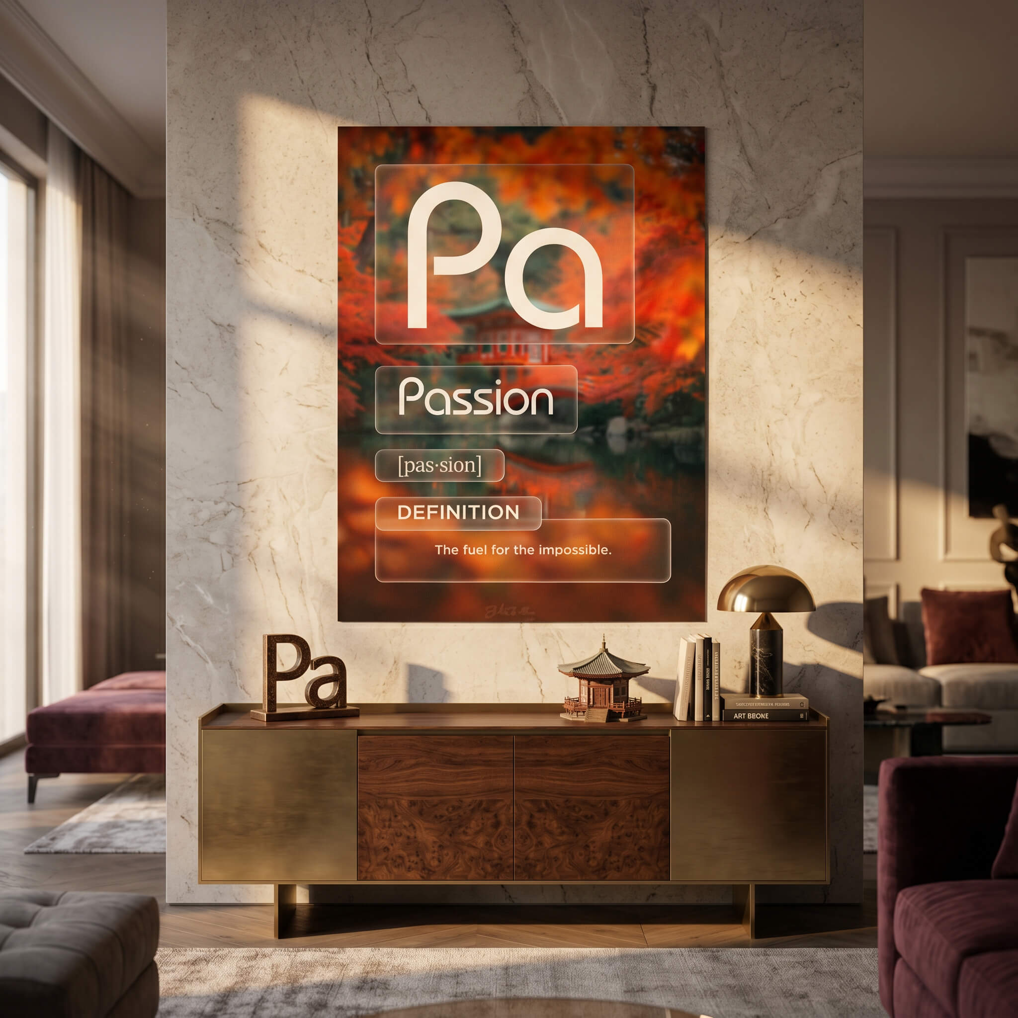 DOTCOMCANVAS® Passion (Pa) Poster Version Farbig – Raum-Mockup