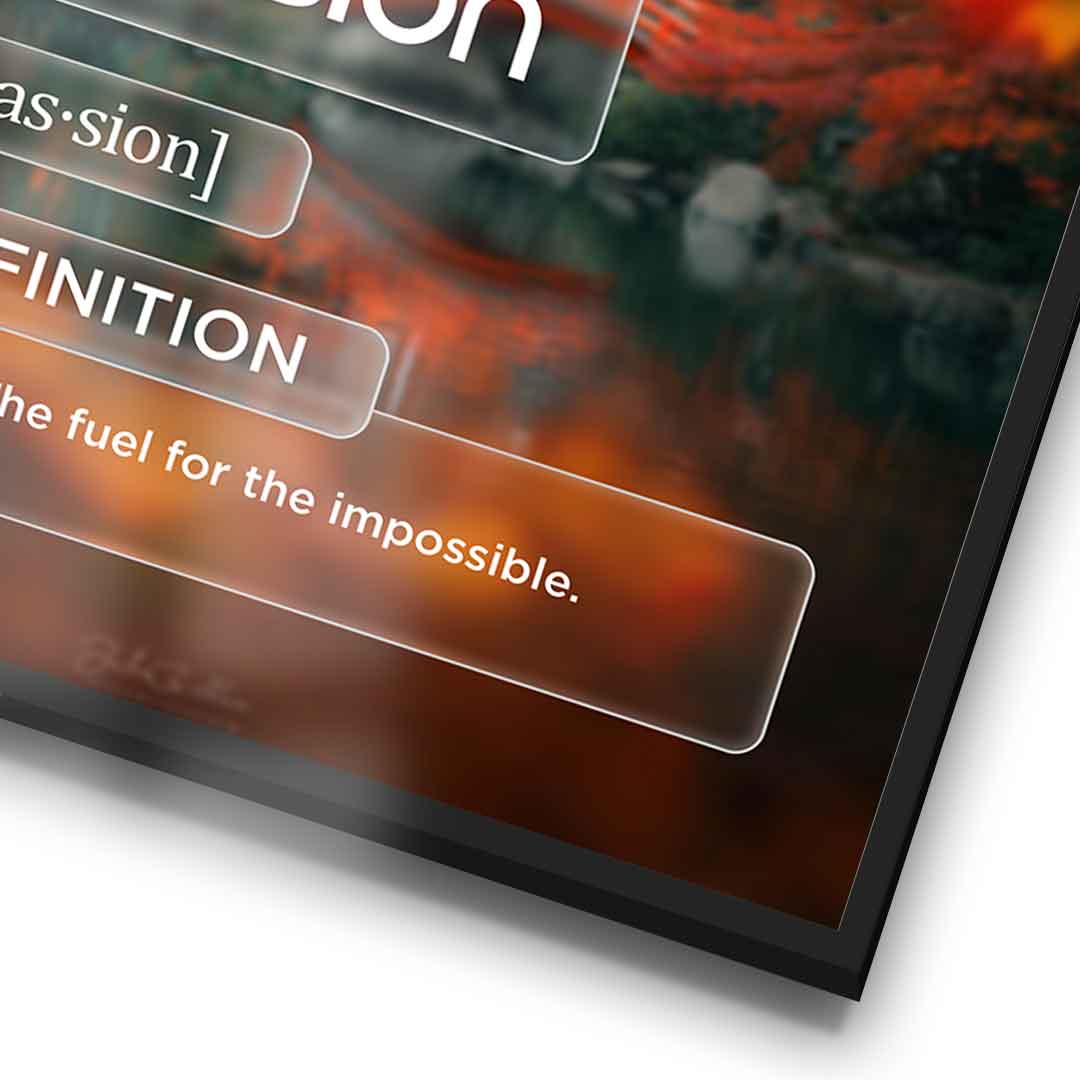 DOTCOMCANVAS® Passion (Pa) Poster Version Farbig – Detail im Rahmen