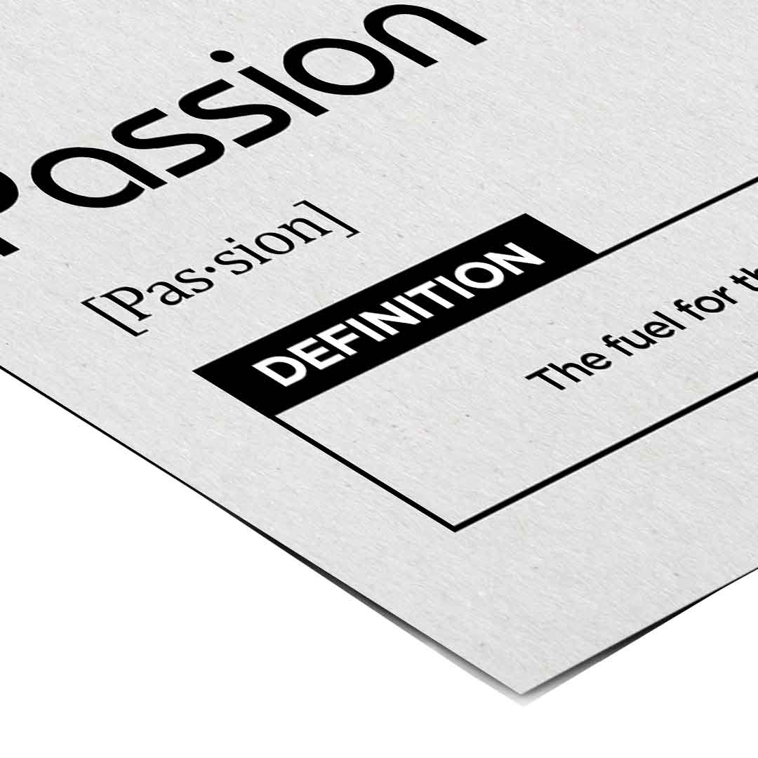 DOTCOMCANVAS® Passion (Pa) Poster Version Weiß – Eck-Detail