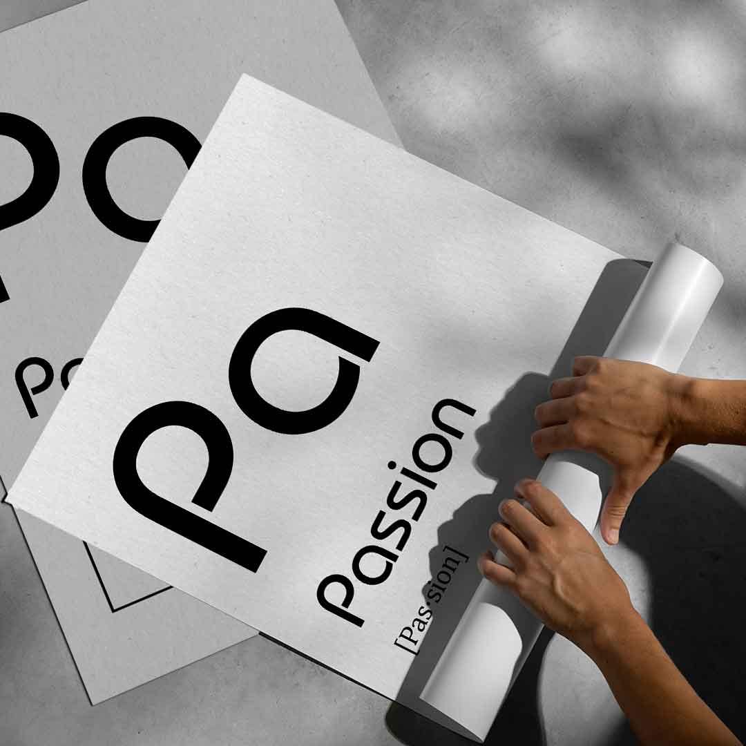 DOTCOMCANVAS® Passion (Pa) Poster Version Weiß – aufgerollt