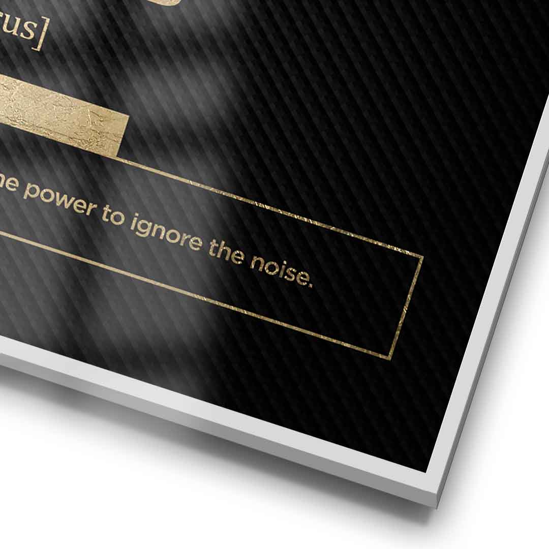 DOTCOMCANVAS® Focus (Fo) Poster Version Schwarz – Detail im Rahmen