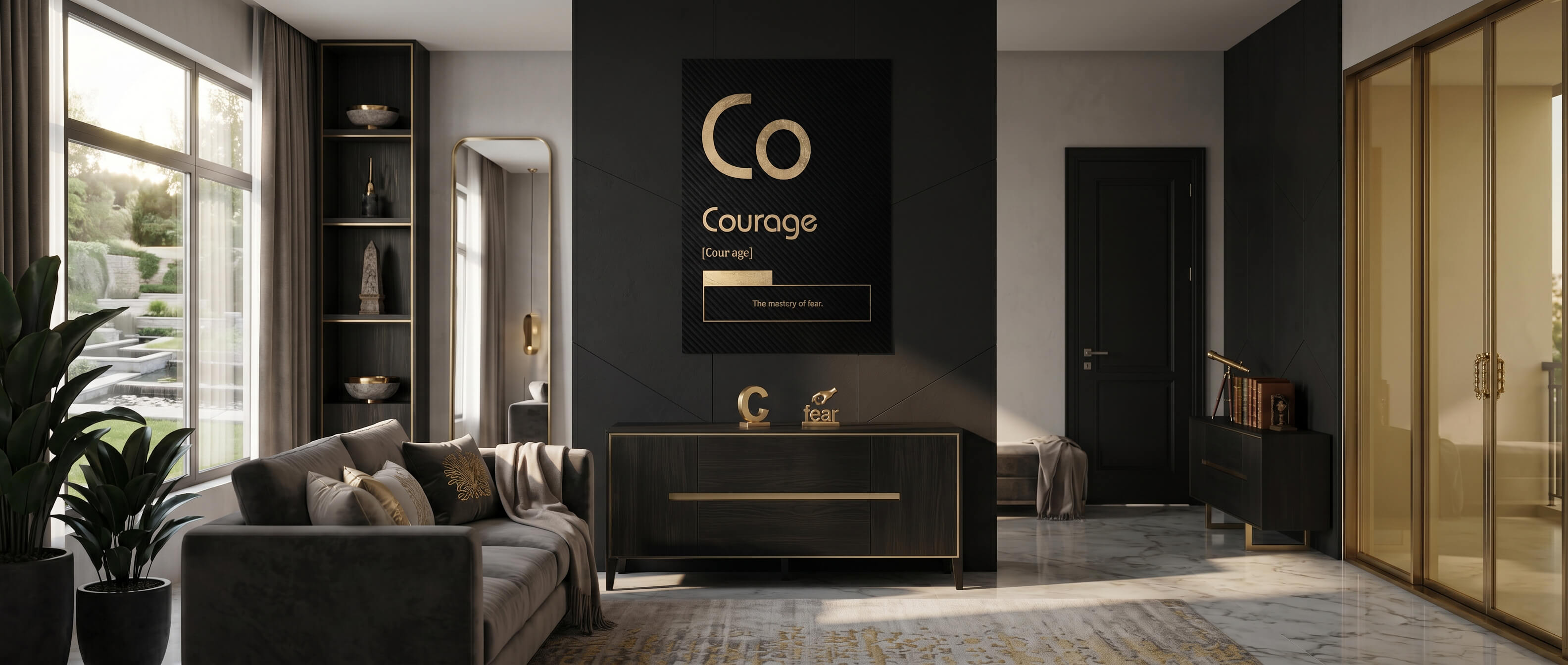 DOTCOMCANVAS® Courage (Co) Poster Schwarz – Banner