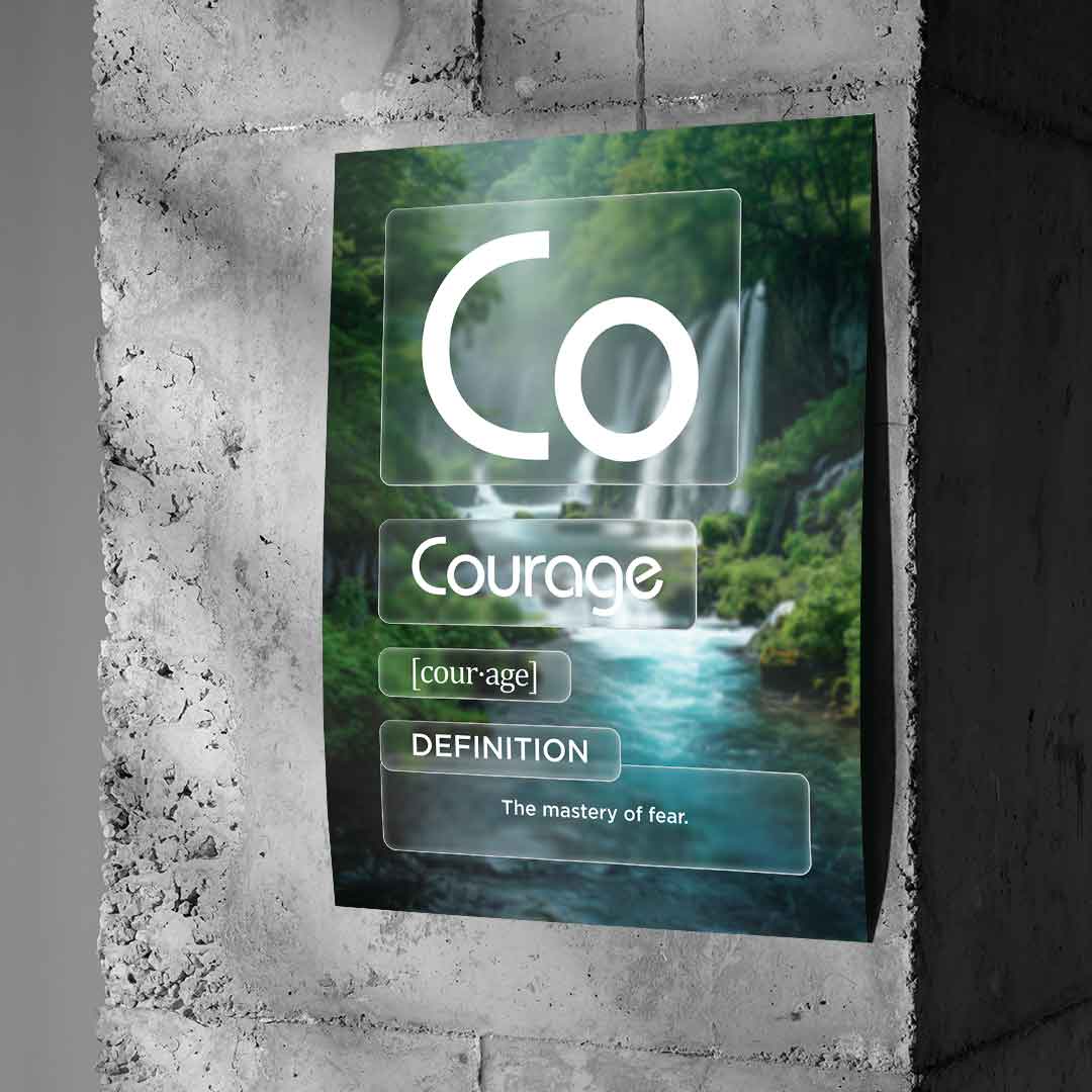 DOTCOMCANVAS® Courage (Co) Poster Version Farbig – Wand-Mockup