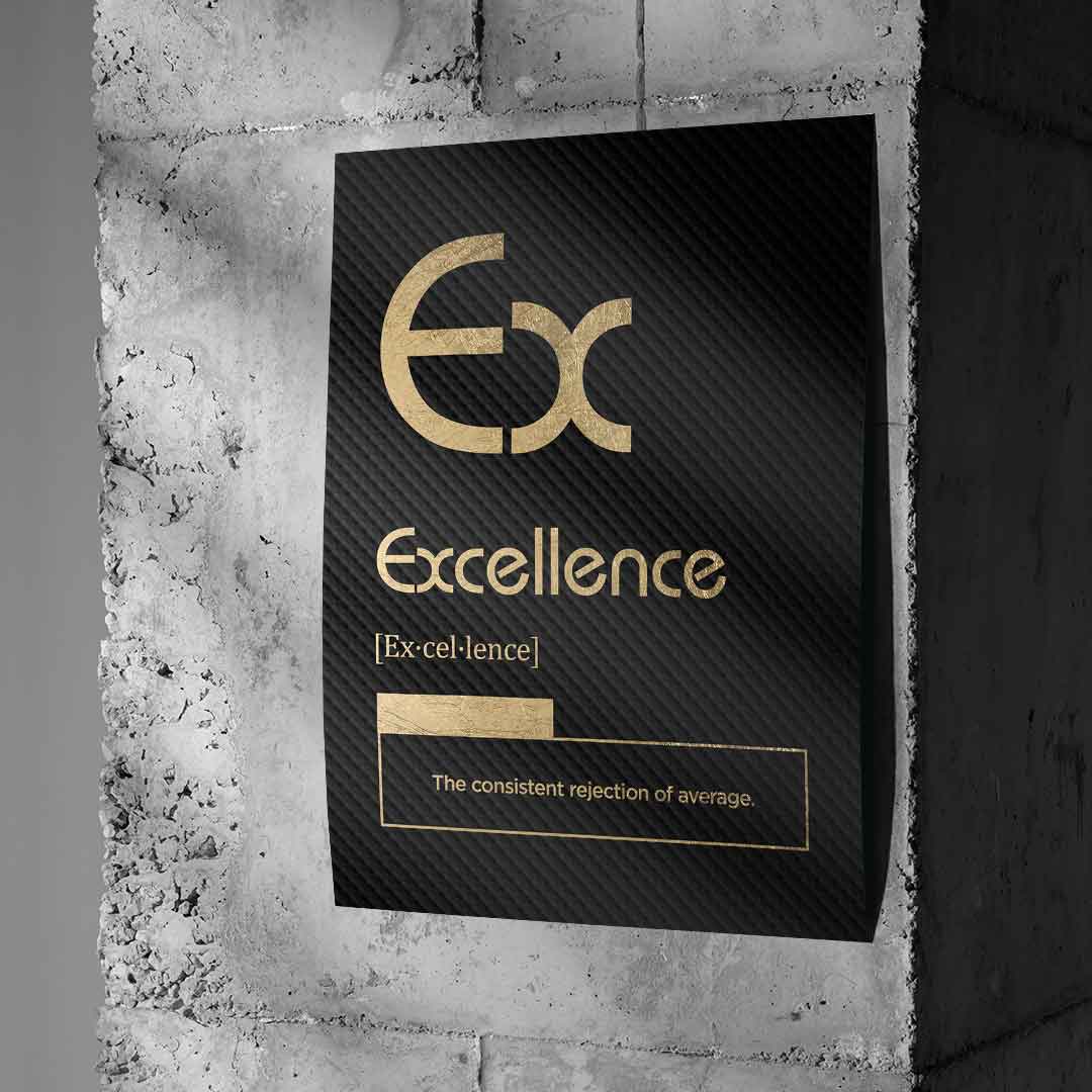 DOTCOMCANVAS® Excellence (Ex) Poster Version Schwarz – Wand-Mockup